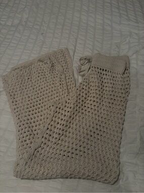aerie Cream Crochet Knit Lounge Pants